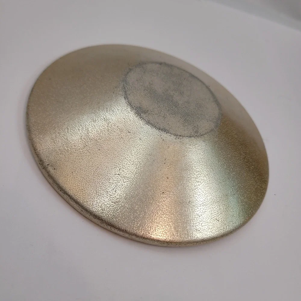 Vintage Trinket Dish Green White Mosaic Spiral Gold Tone Metal 5in Mid Century